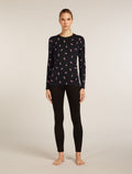 Women’s Merino 200 Oasis Long Sleeve Crew Thermal Top Snow Day Black/Acid Pink - 3