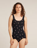 Women’s Merino 150 Siren Tank Snow Day Black/Acid Pink - 1
