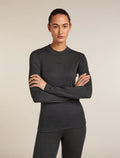 200 MerinoFine™ Ace Long Sleeve Mock Neck Thermal Top Jet hthr - 1