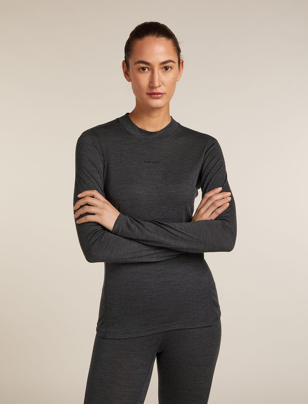 200 MerinoFine™ Ace Long Sleeve Mock Neck Thermal Top Jet hthr - 1
