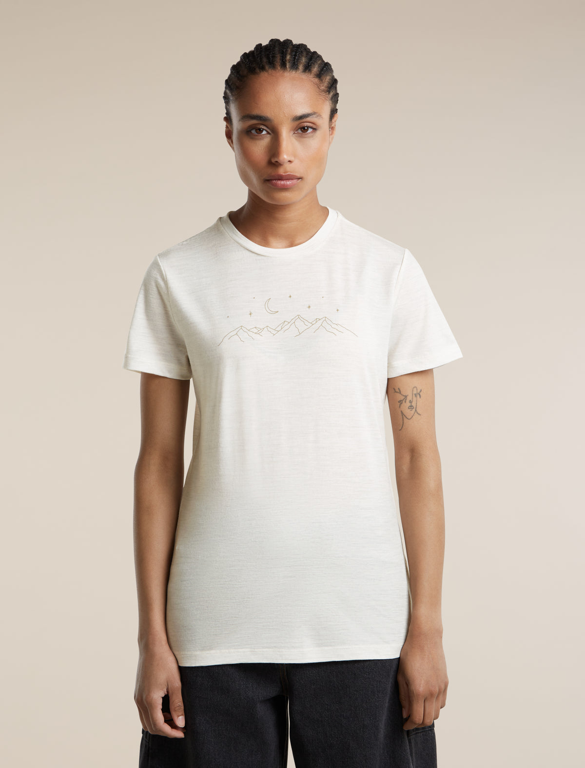 Women's Merino 150 Tech Lite Short Sleeve T Shirt Sparkling Stars Ecru Heather - 1