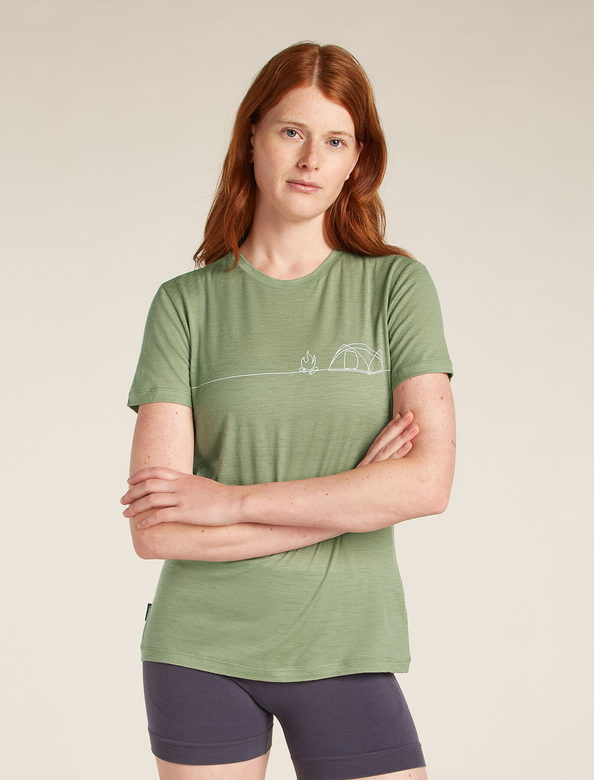 Women’s Merino 150 Tech Lite Short Sleeve T-Shirt Single Line Camp Oil/Black/Silver - 1