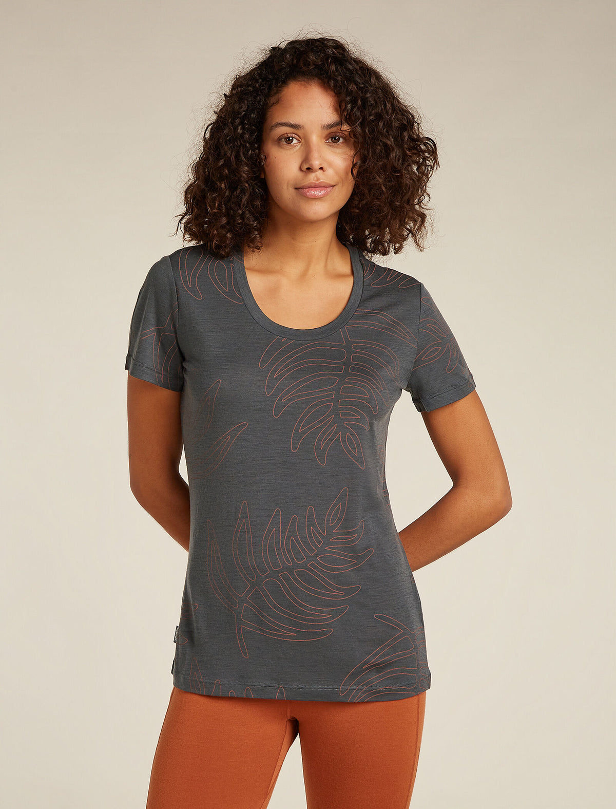Women’s Merino 150 Tech Lite Short Sleeve Scoop T-Shirt Tee Fresh Ferns Obsidian/carob - 1