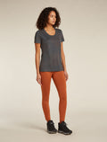 Women’s Merino 150 Tech Lite Short Sleeve Scoop T-Shirt Tee Fresh Ferns Obsidian/carob - 3