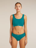 Women’s Merino Blend Rib Lotus Bra Tidal teal - 1