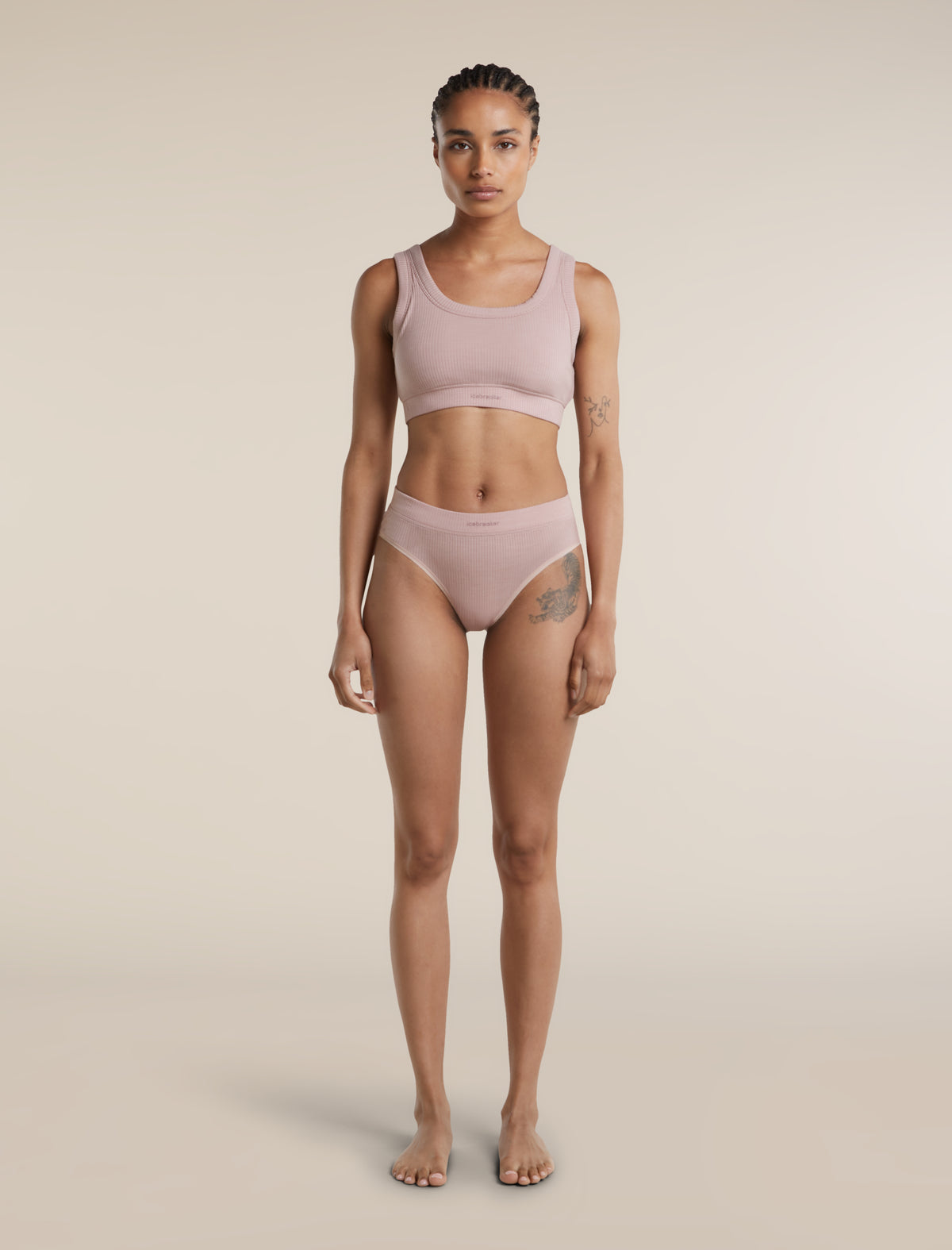 Women's Merino Blend Rib Lotus Bra Pink Quartz - 3