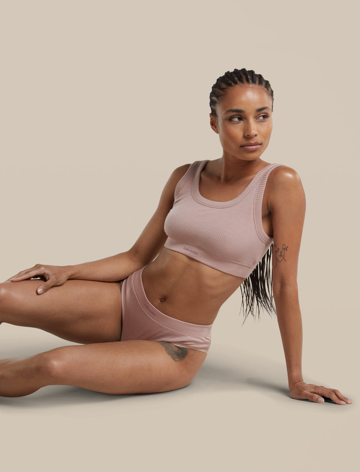 Women's Merino Blend Rib Lotus Bra Pink Quartz - 5