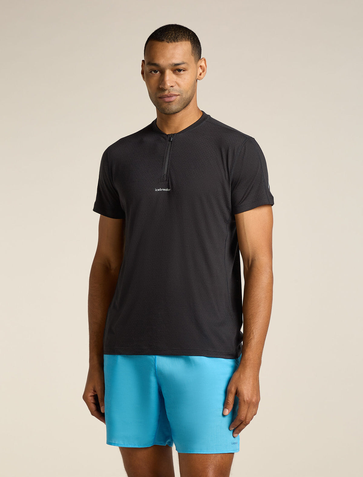 Men’s Merino Blend 125 Cool-Lite™ Speed Short Sleeve Quarter Zip Top Black - 1