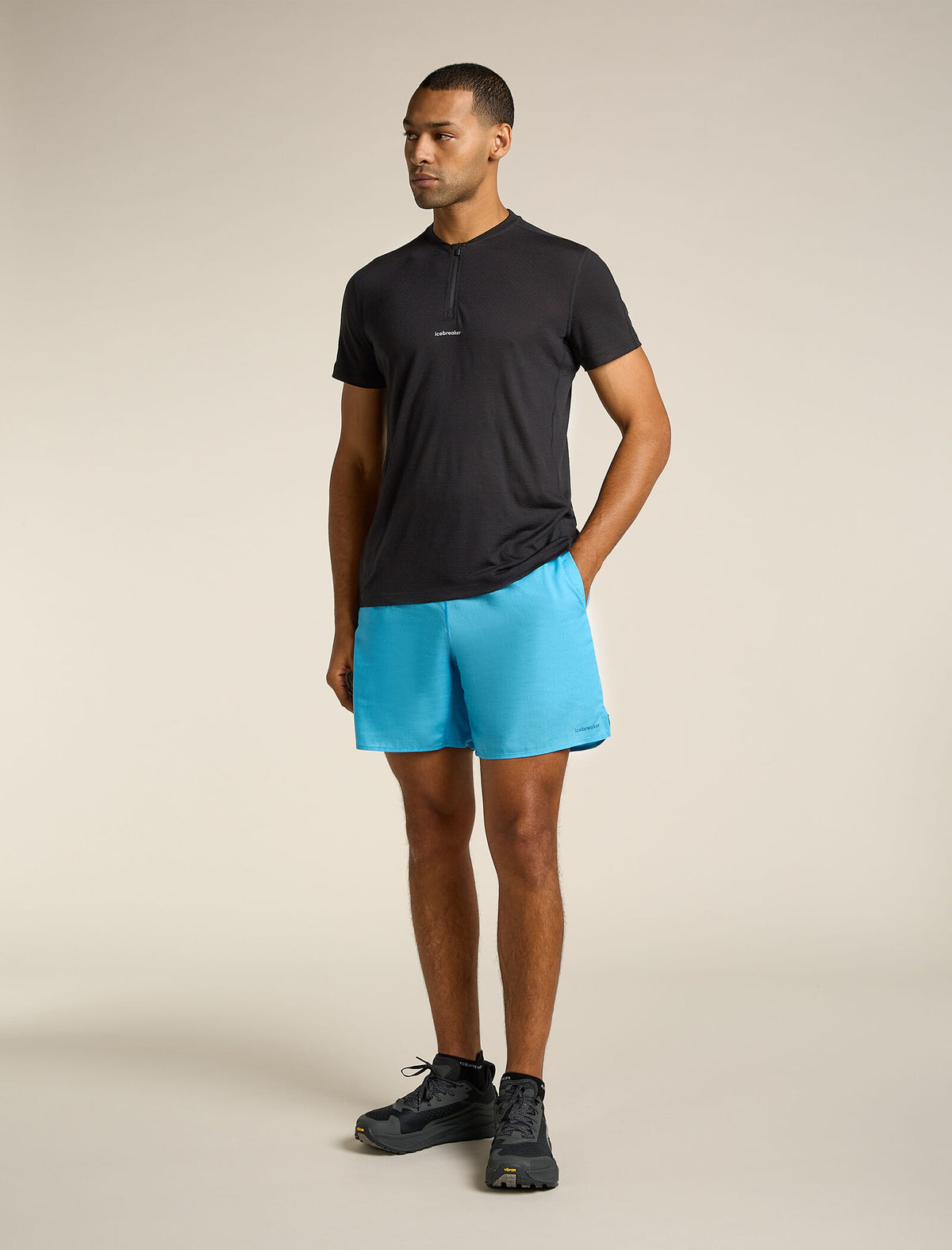 Men’s Merino Blend 125 Cool-Lite™ Speed Short Sleeve Quarter Zip Top Black - 3