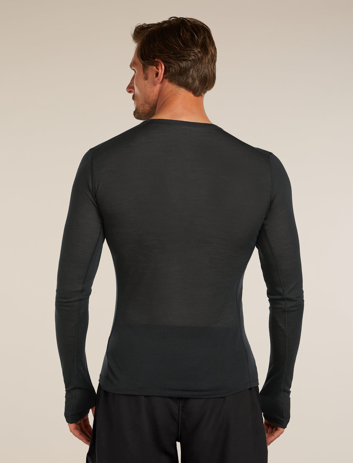 Men’s Merino Blend 75 Cool-Lite™ Featherlight™ Long Sleeve Crew Thermal Top Black - 2
