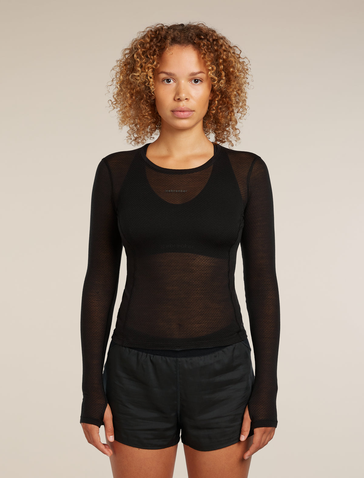 Women’s Merino Blend 75 Cool-Lite™ Featherlight™ Long Sleeve Crew Thermal Top Black - 1