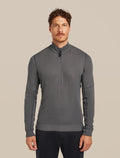 Men’s Merino 260 Waffle Knit Wander Long Sleeve Half Zip Obsidian - 1