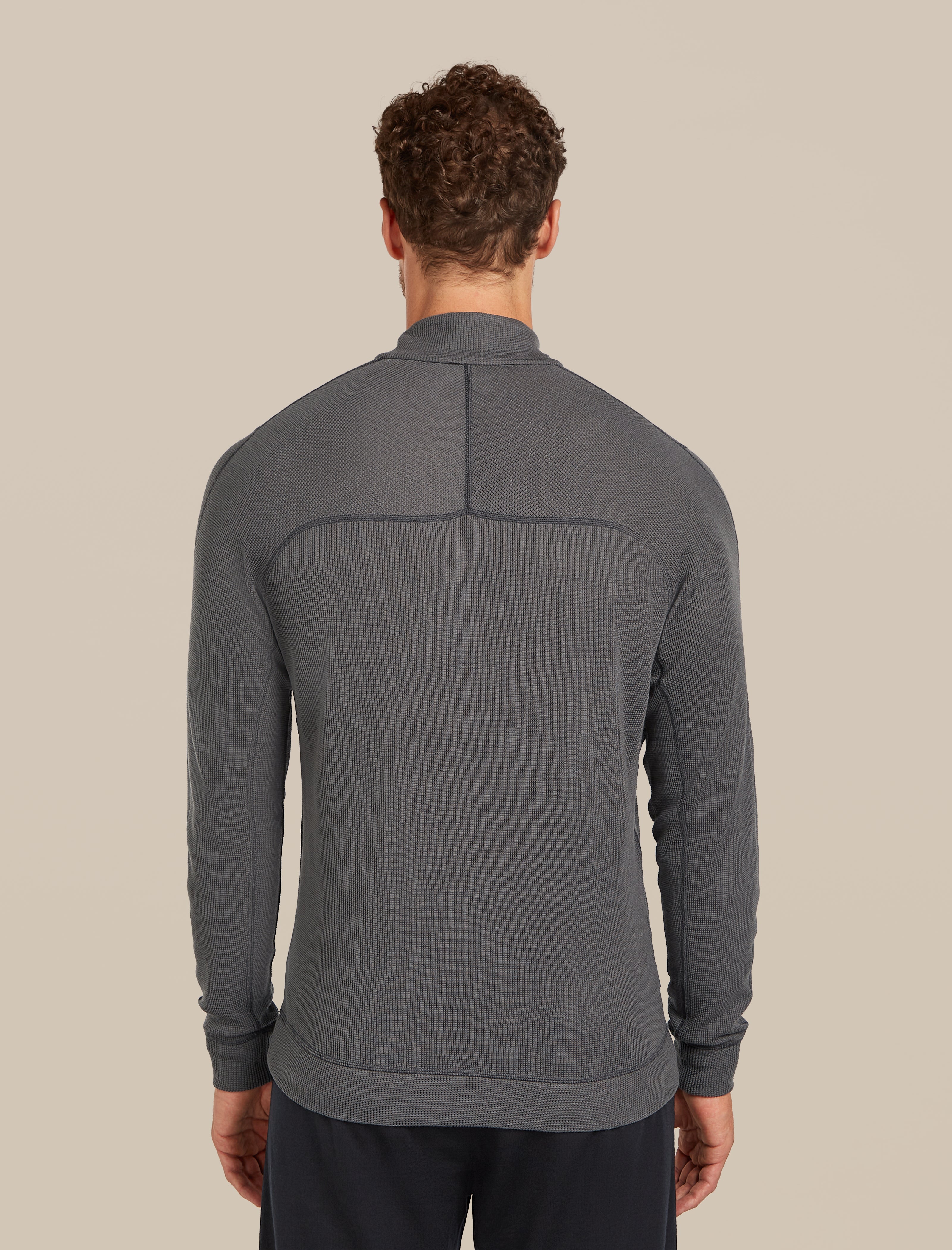 Men's Merino 260 Waffle Knit Wander Long Sleeve Half Zip Obsidian
