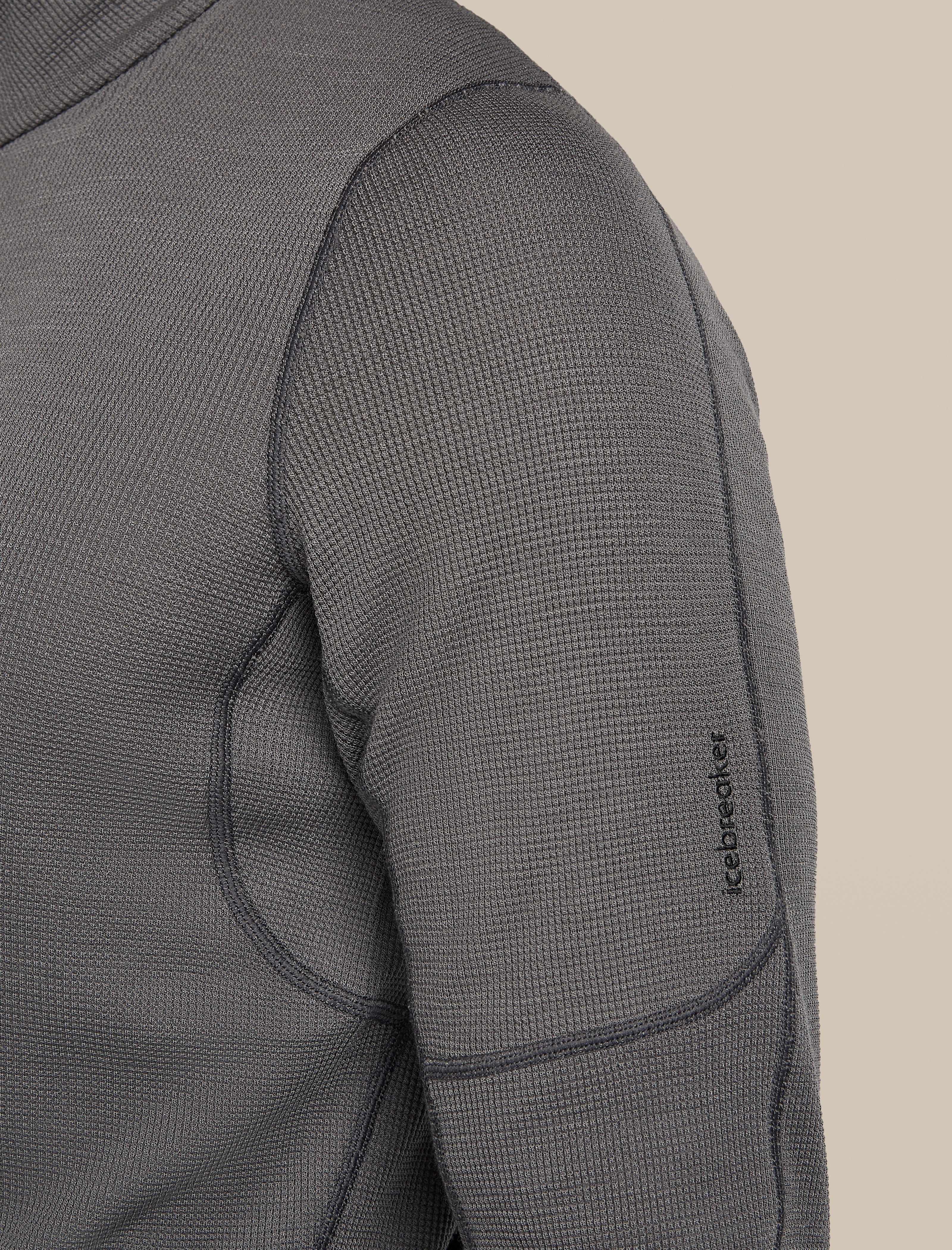 Men's Merino 260 Waffle Knit Wander Long Sleeve Half Zip Obsidian
