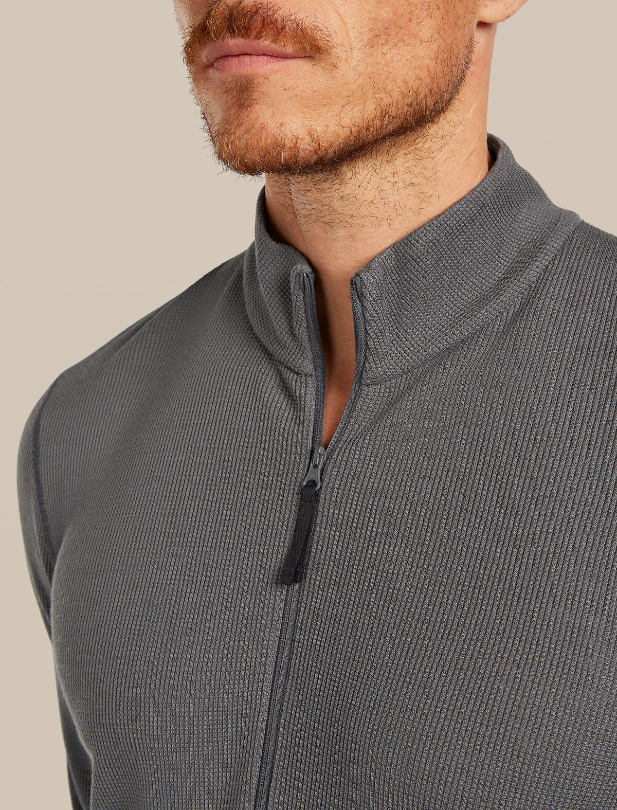 Men’s Merino 260 Waffle Knit Wander Long Sleeve Half Zip Obsidian - 5