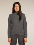 Women’s Merino 260 Waffle Knit Wander Long Sleeve Half Zip Top Obsidian - 1