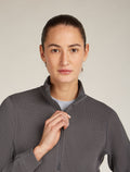 Women’s Merino 260 Waffle Knit Wander Long Sleeve Half Zip Top Obsidian - 8