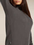 Women’s Merino 260 Waffle Knit Wander Long Sleeve Half Zip Top Obsidian - 10
