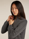 Women’s Merino 260 Waffle Knit Wander Long Sleeve Half Zip Top Obsidian - 5