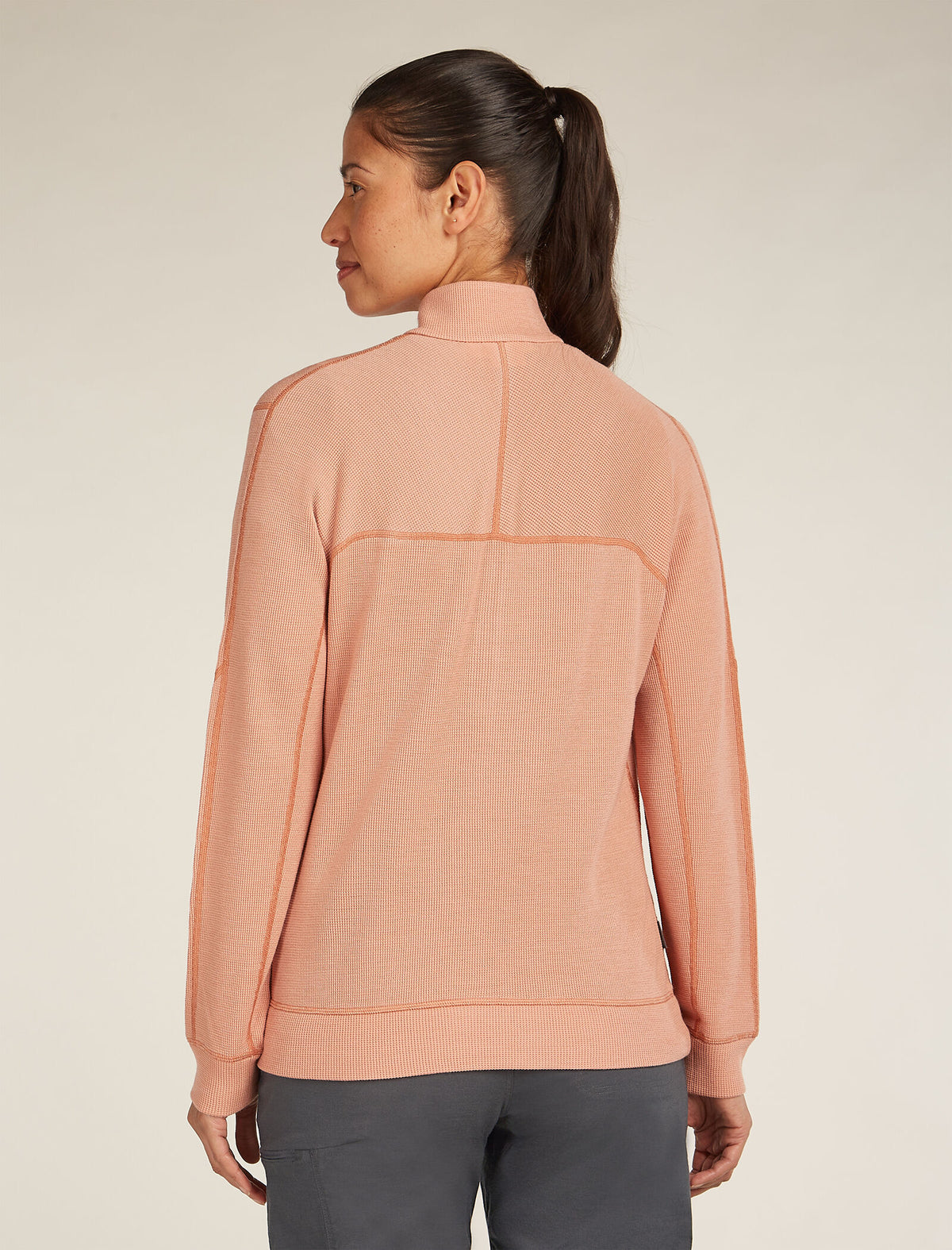 Women’s Merino 260 Waffle Knit Wander Long Sleeve Half Zip Top Desert sand - 2