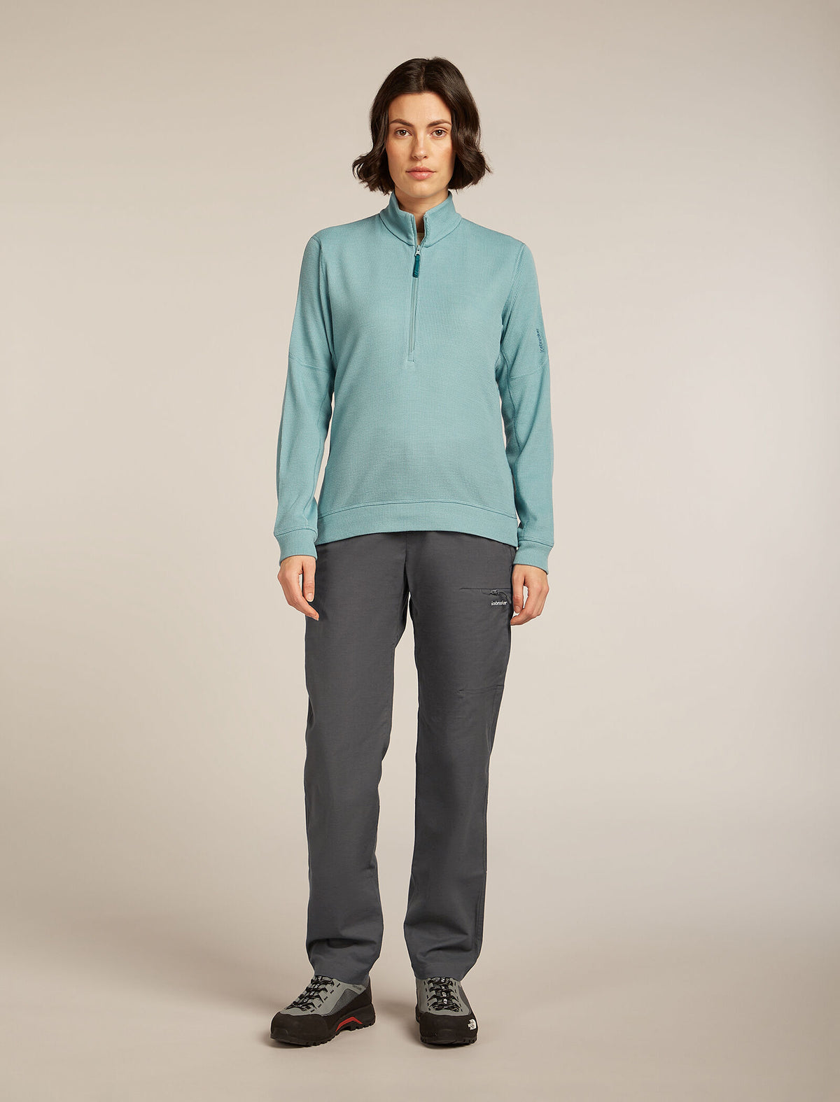 Women’s Merino 260 Waffle Knit Wander Long Sleeve Half Zip Top Hydro - 3