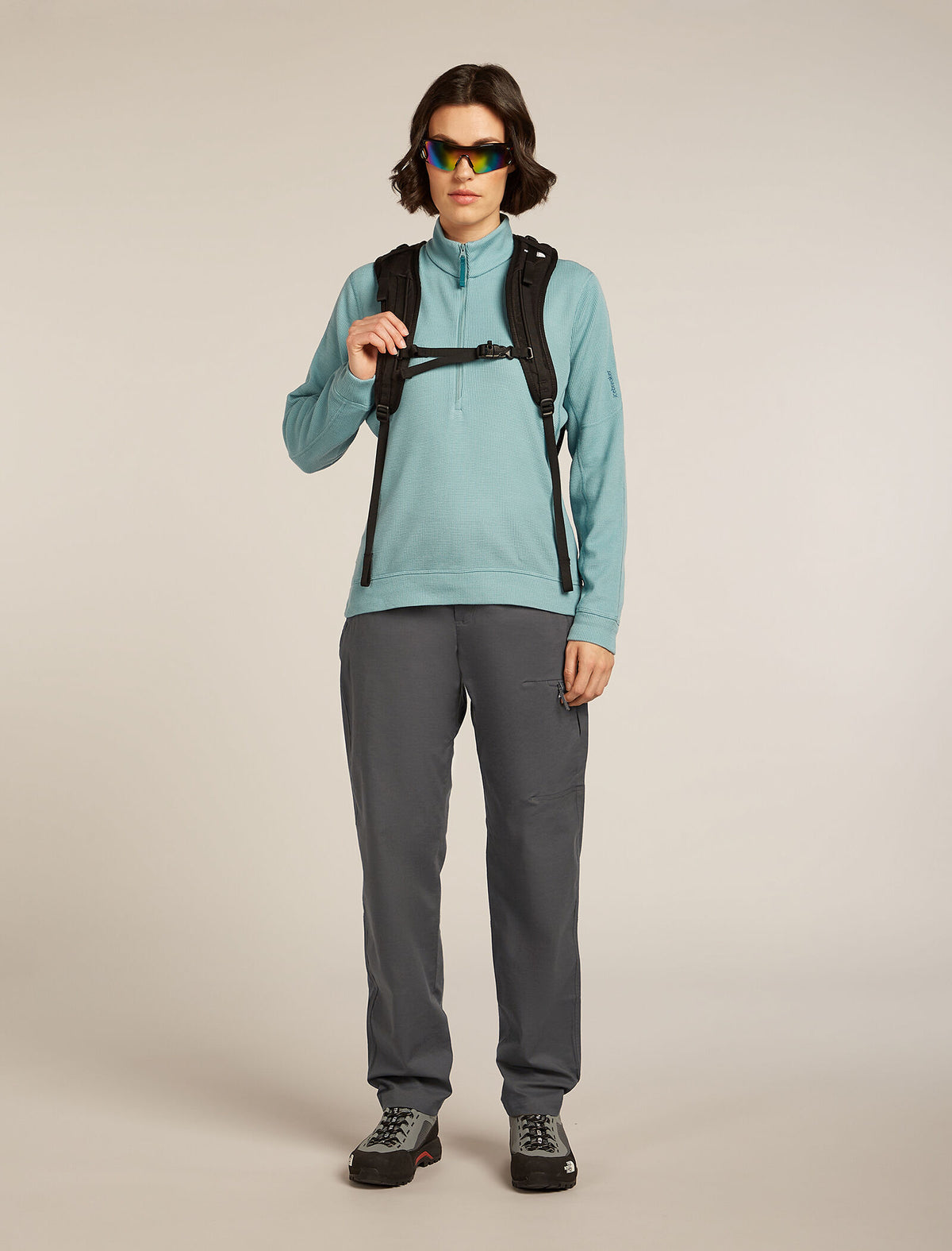Women’s Merino 260 Waffle Knit Wander Long Sleeve Half Zip Top Hydro - 4
