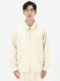 Unisex Merino Cotton Blend Twill Harrington Jacket Chalk - 1
