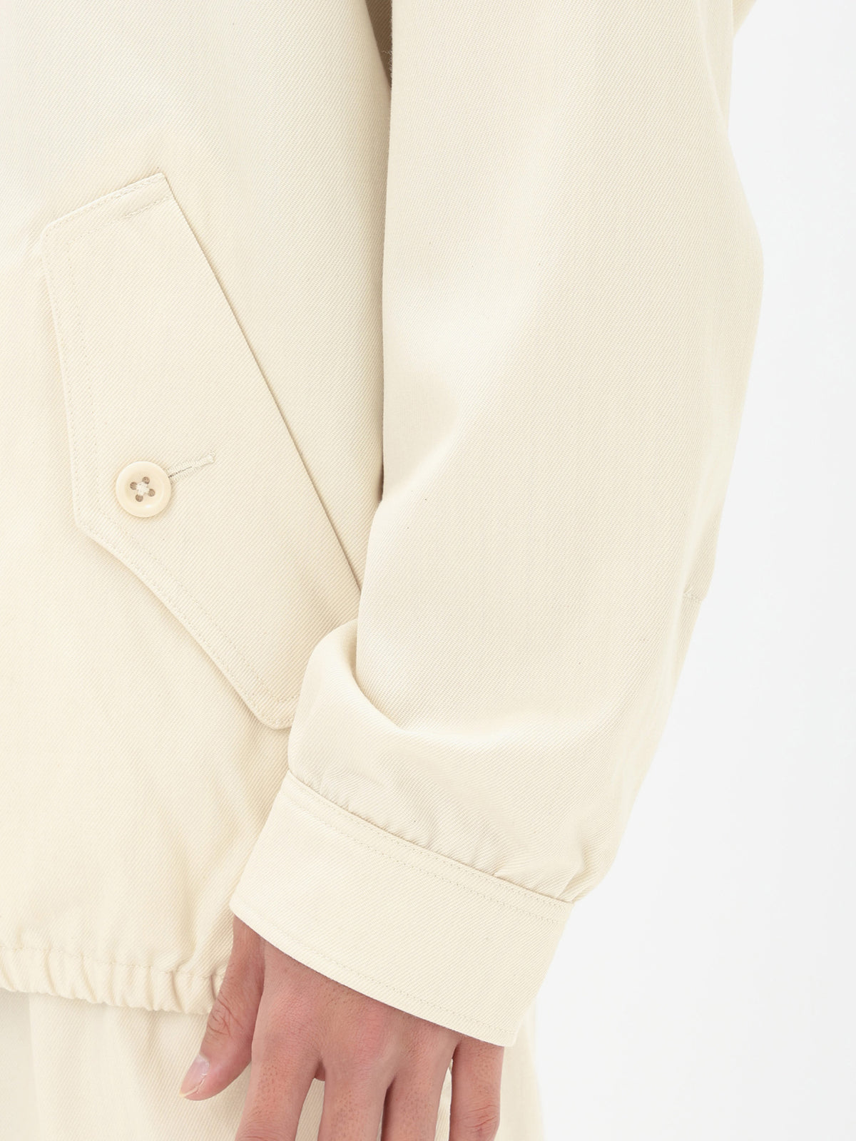 Unisex Merino Cotton Blend Twill Harrington Jacket Chalk - 10
