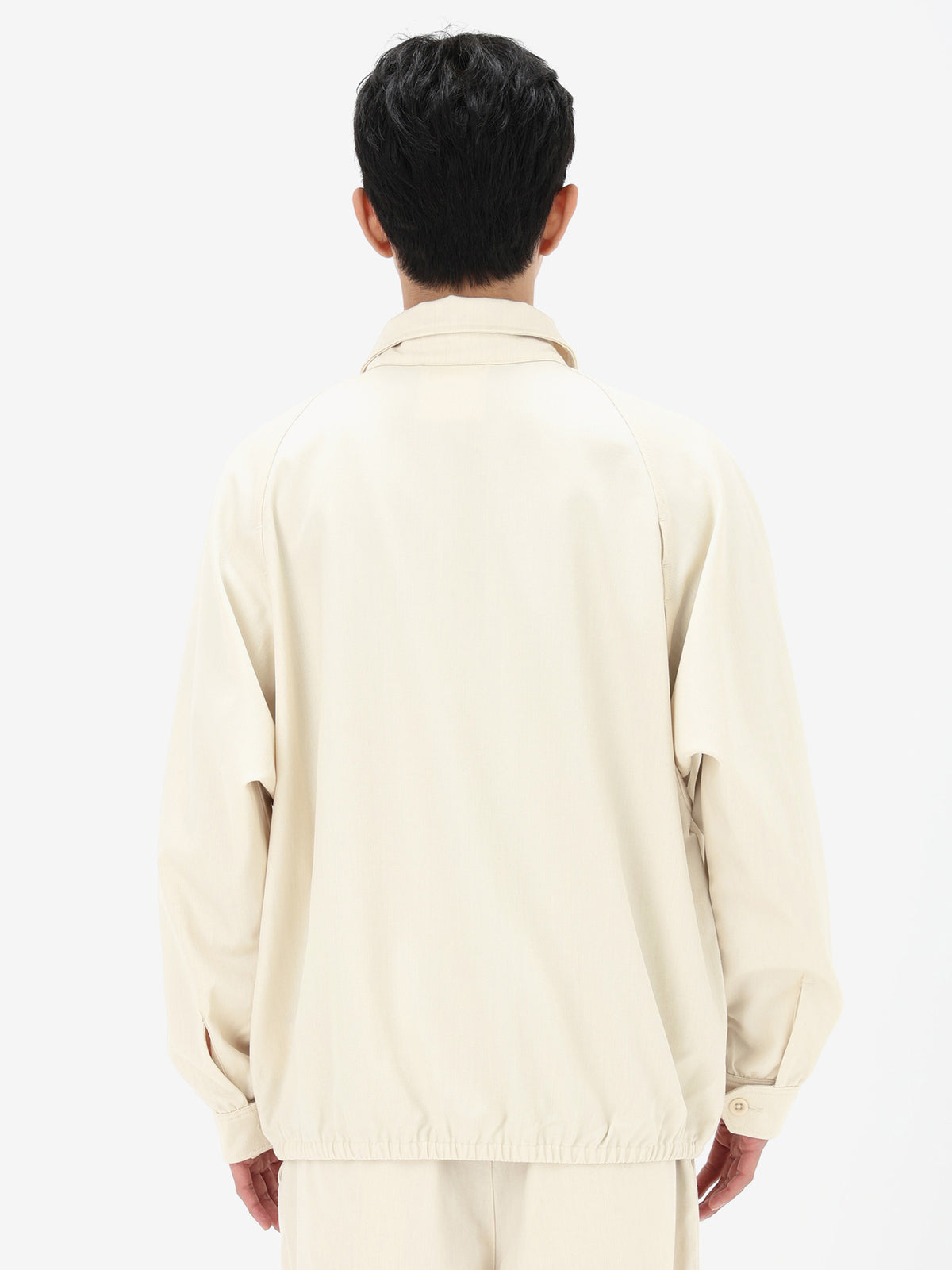Unisex Merino Cotton Blend Twill Harrington Jacket Chalk - 2