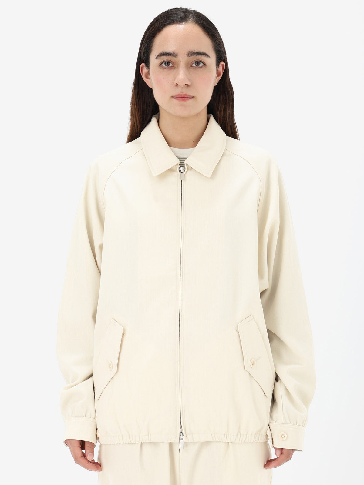 Unisex Merino Cotton Blend Twill Harrington Jacket Chalk - 3
