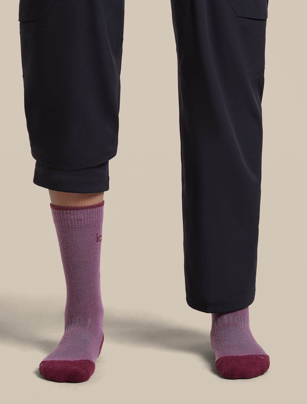 icebreaker-apac Women's Merino Hike+ Light Crew Socks Grey Plum/Dark Berry Women - 2