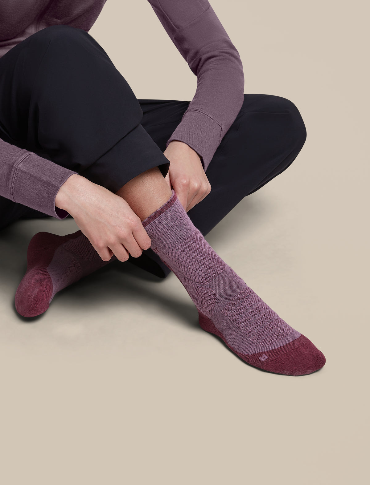 Women's Merino Hike+ Heavy Crew Socks Grey Plum/Dark Berry - 5