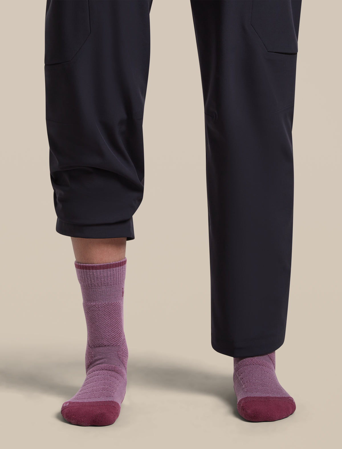Women's Merino Hike+ Heavy Crew Socks Grey Plum/Dark Berry - 2