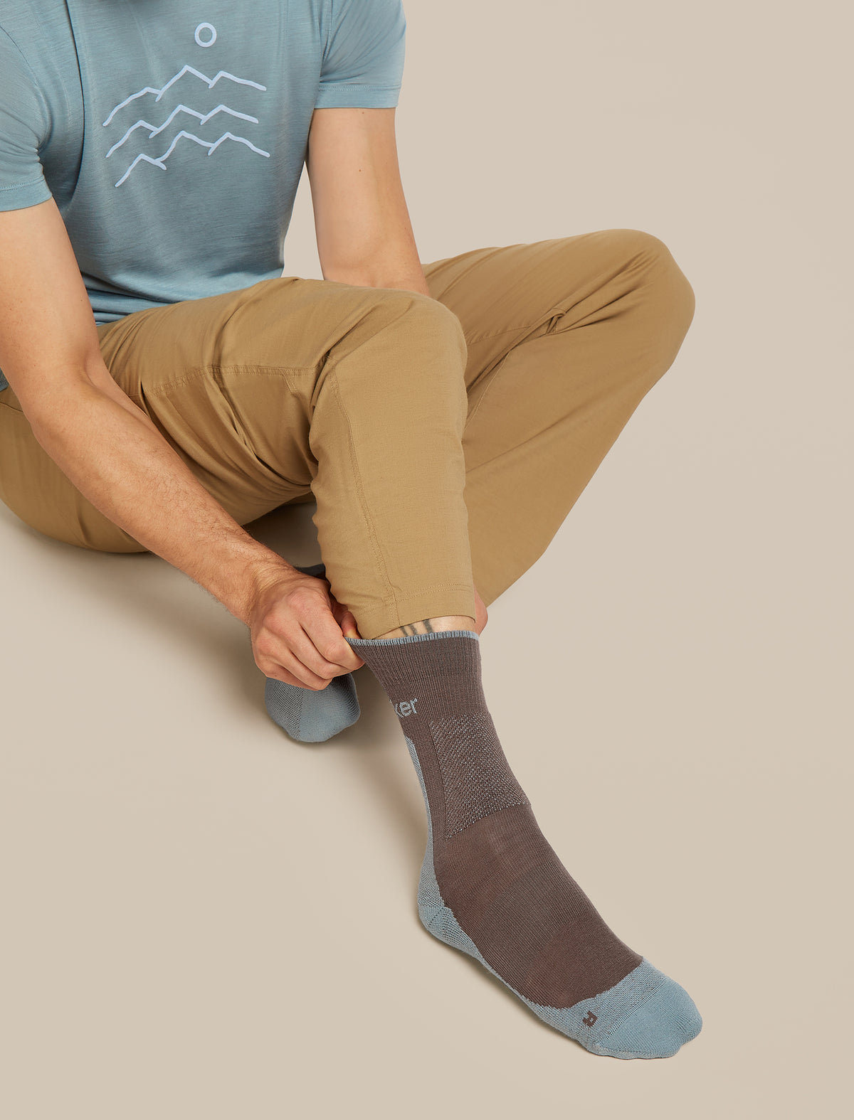Men’s Merino Hike+ Medium Crew Porcini/Flint blue - 2