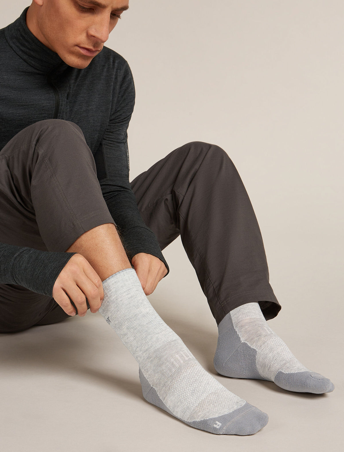 Men’s Merino Hike+ Light Crew Socks Blizzard Hthr/Alloy - 2