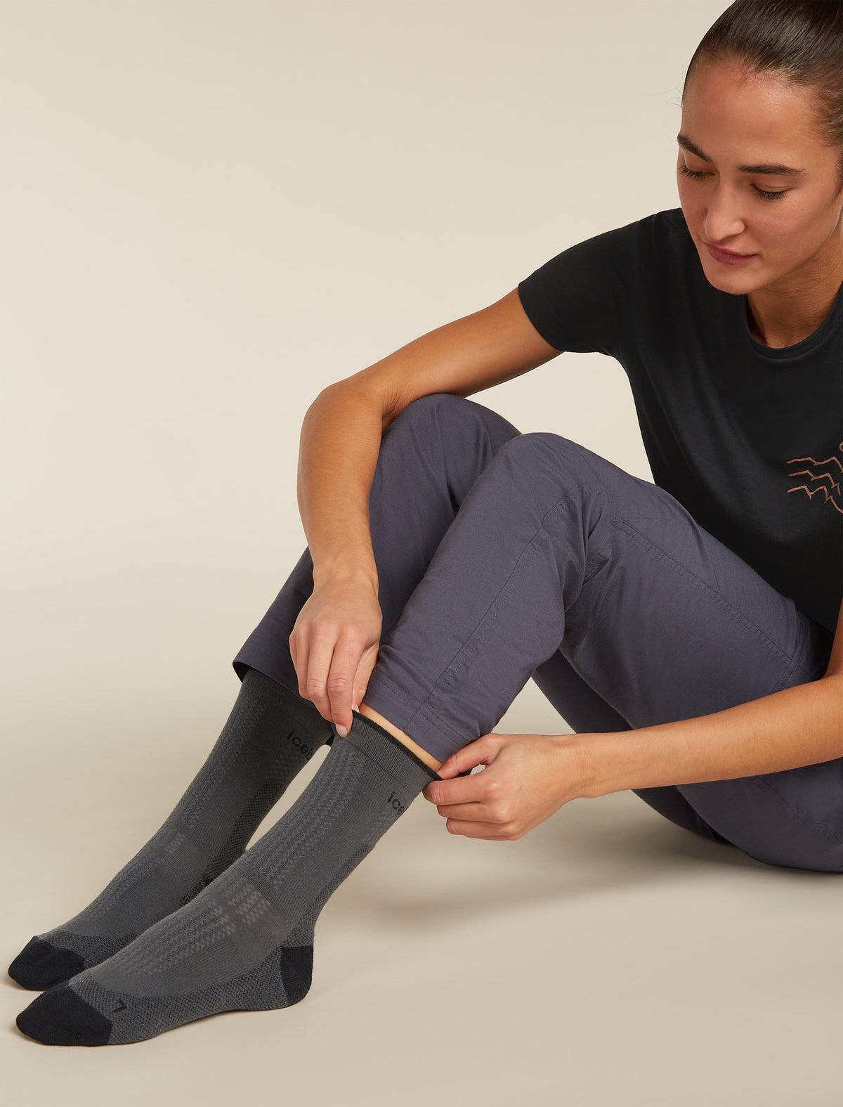 Women's Merino Hike+ Ultralight Crew OBSIDIAN/BLACK - 2