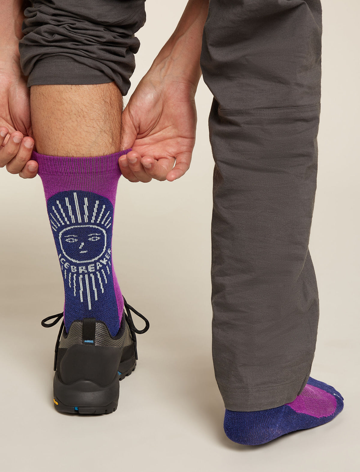 Men’s Merino Hike+ Light Crew Socks IB Solar Passion/royal navy - 1