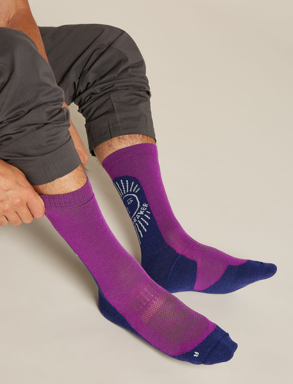 Men’s Merino Hike+ Light Crew Socks IB Solar Passion/royal navy - 2