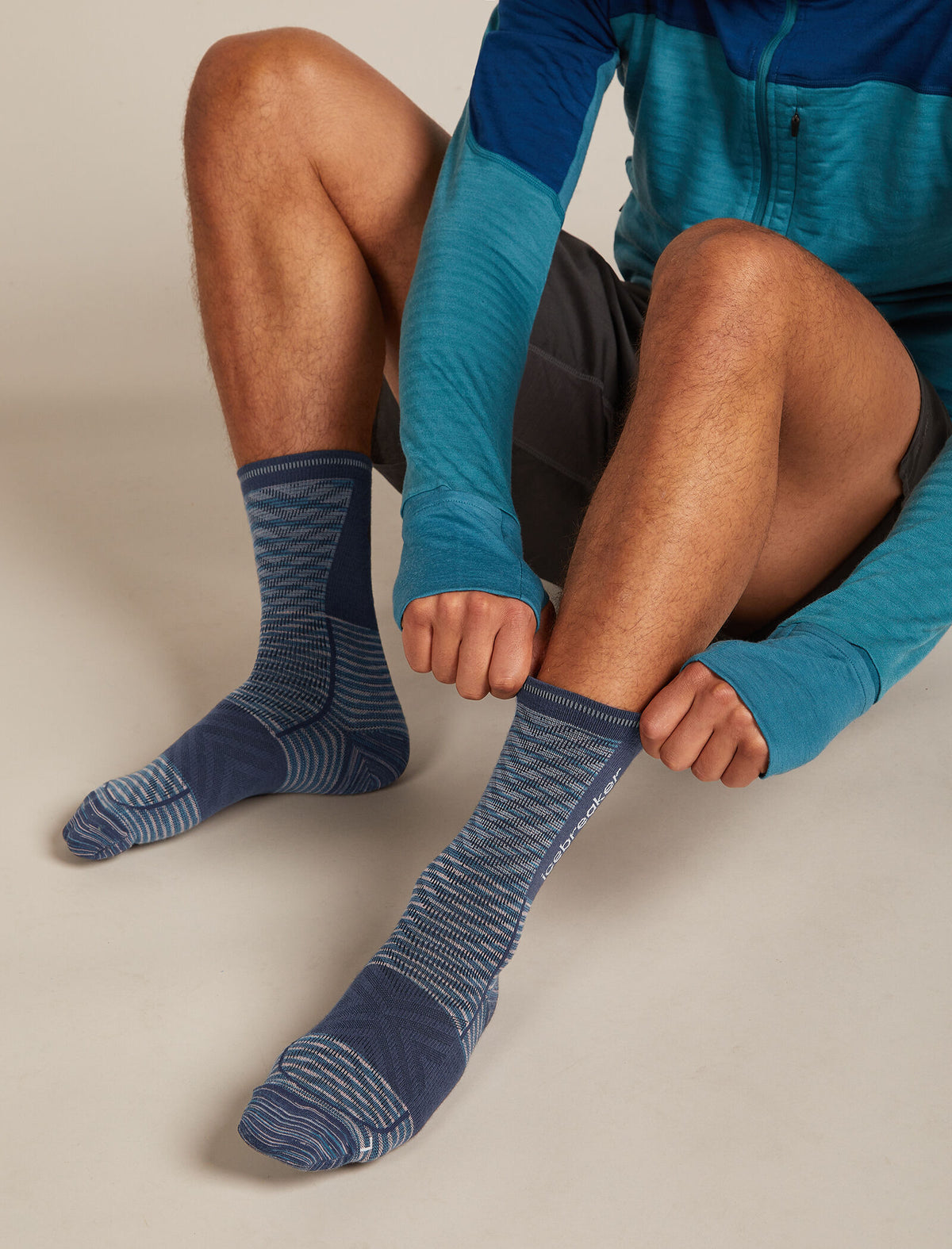 Men’s Merino Blend Run+ Ultralight Crew Socks Fusion Dye Graphite Fd/Graphite - 2