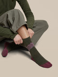 Women's Merino Hike+ Medium Crew Across the Peaks Socks Dark Loden/Dark Berry/Grey Plum - 5