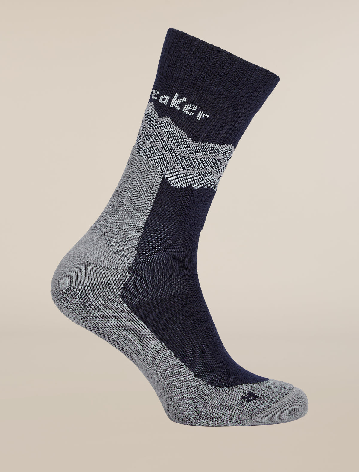 Men's Merino Hike+ Medium Crew Across the Peaks Socks Midnight Navy/Alloy/Snow - 3