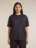 Unisex Merino 150 Short Sleeve T-Shirt Stripe Before dawn/Obsidian - 3