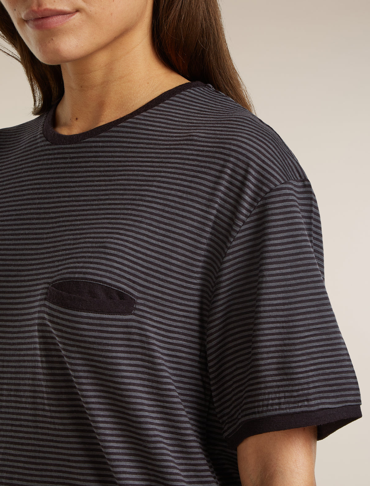Unisex Merino 150 Short Sleeve T-Shirt Stripe Before dawn/Obsidian - 10