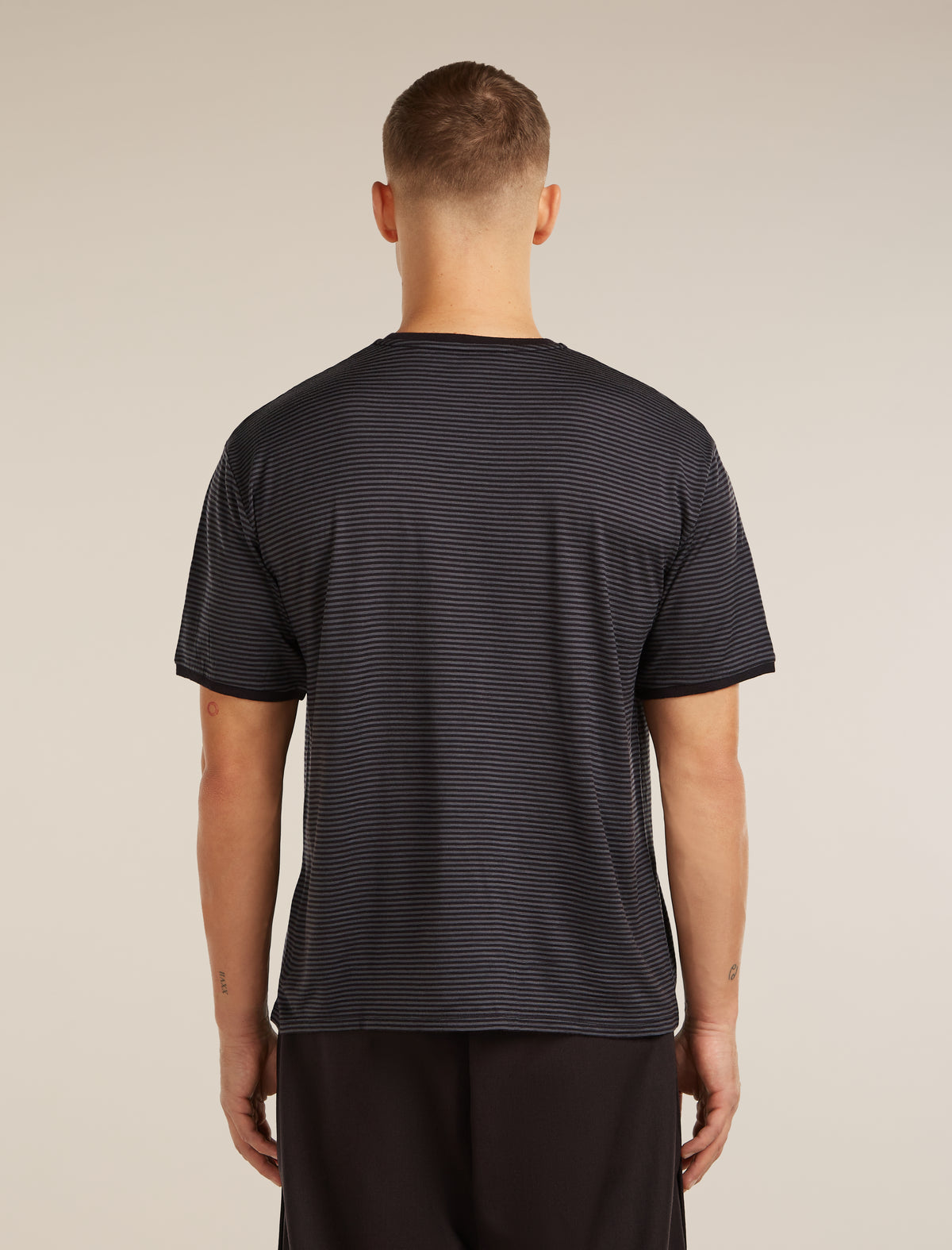 Unisex Merino 150 Short Sleeve T-Shirt Stripe Before dawn/Obsidian - 3