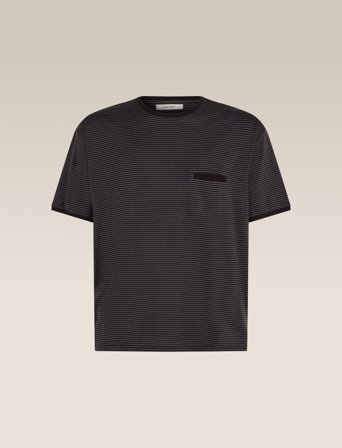 Unisex Merino 150 Short Sleeve T-Shirt Stripe Before dawn/Obsidian - 19