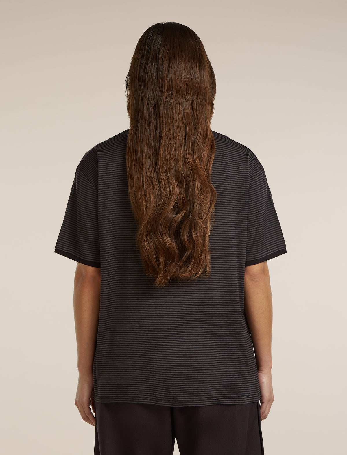 Unisex Merino 150 Short Sleeve T-Shirt Stripe Before dawn/Obsidian - 4