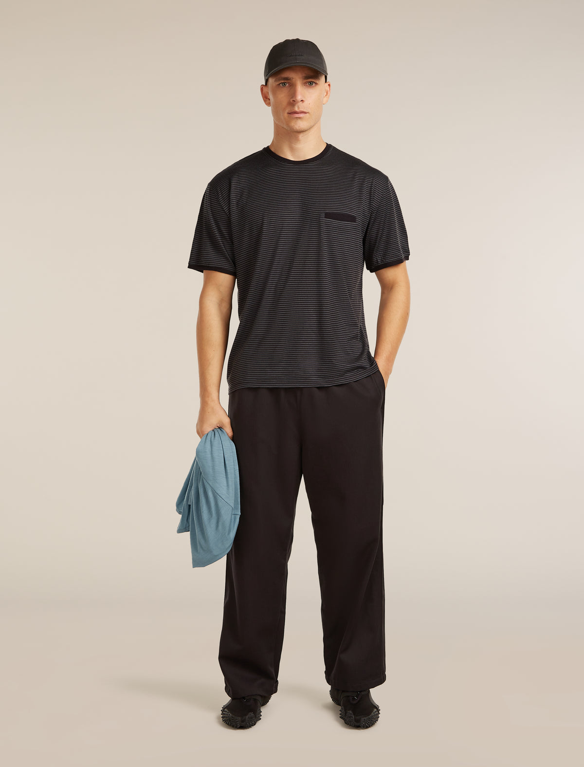 Unisex Merino 150 Short Sleeve T-Shirt Stripe Before dawn/Obsidian - 7