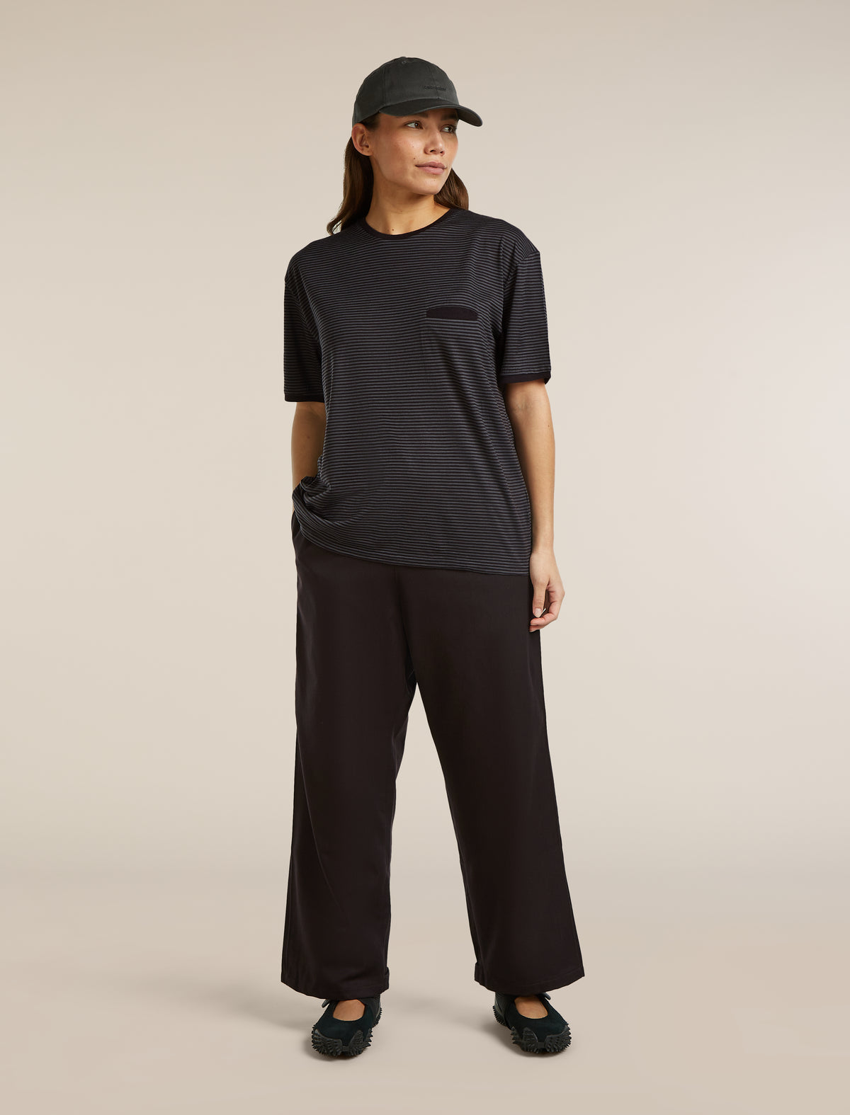 Unisex Merino 150 Short Sleeve T-Shirt Stripe Before dawn/Obsidian - 8