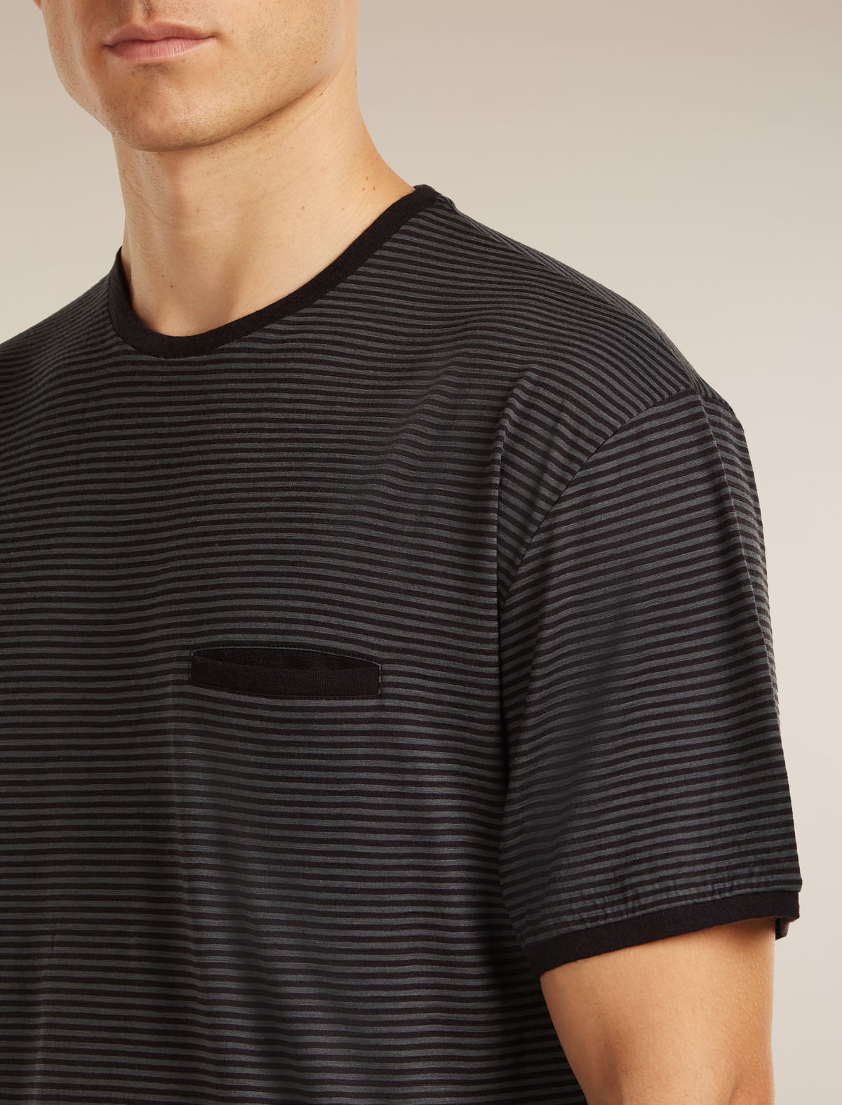 Unisex Merino 150 Short Sleeve T-Shirt Stripe Before dawn/Obsidian - 9