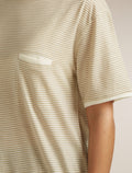Unisex Merino 150 Short Sleeve T-Shirt Stripe Flagstone/Chalk - 14